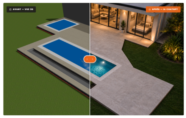 Avant - après - Terresse terrassteel 3D + ChatGPT