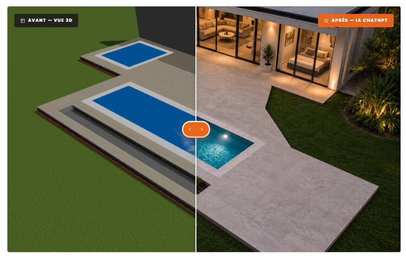 Avant - après - Terresse terrassteel 3D + ChatGPT
