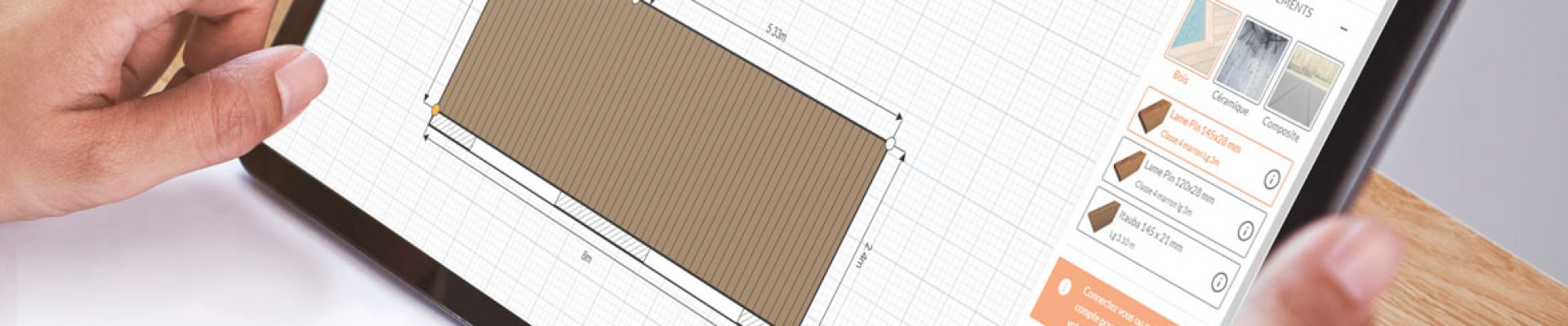 Capture d'écran du calculateur en ligne Terrassteel pour la conception et l'estimation de terrasses personnalisées
